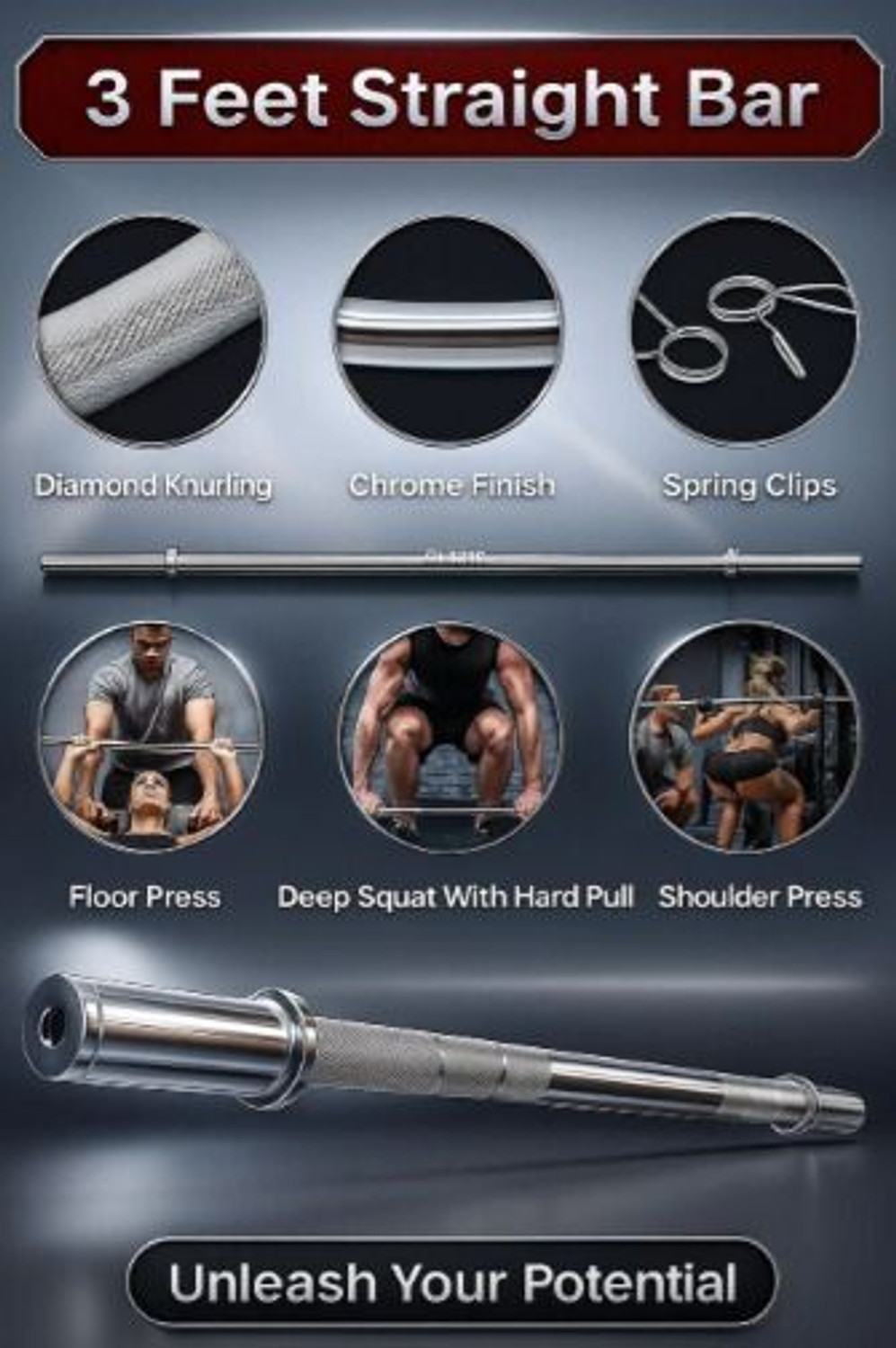 Image of BAPTIZO 0.3 kg 30 KG PVC Weight Set With 3Ft Straight Rod & Acc Home Gym Combo