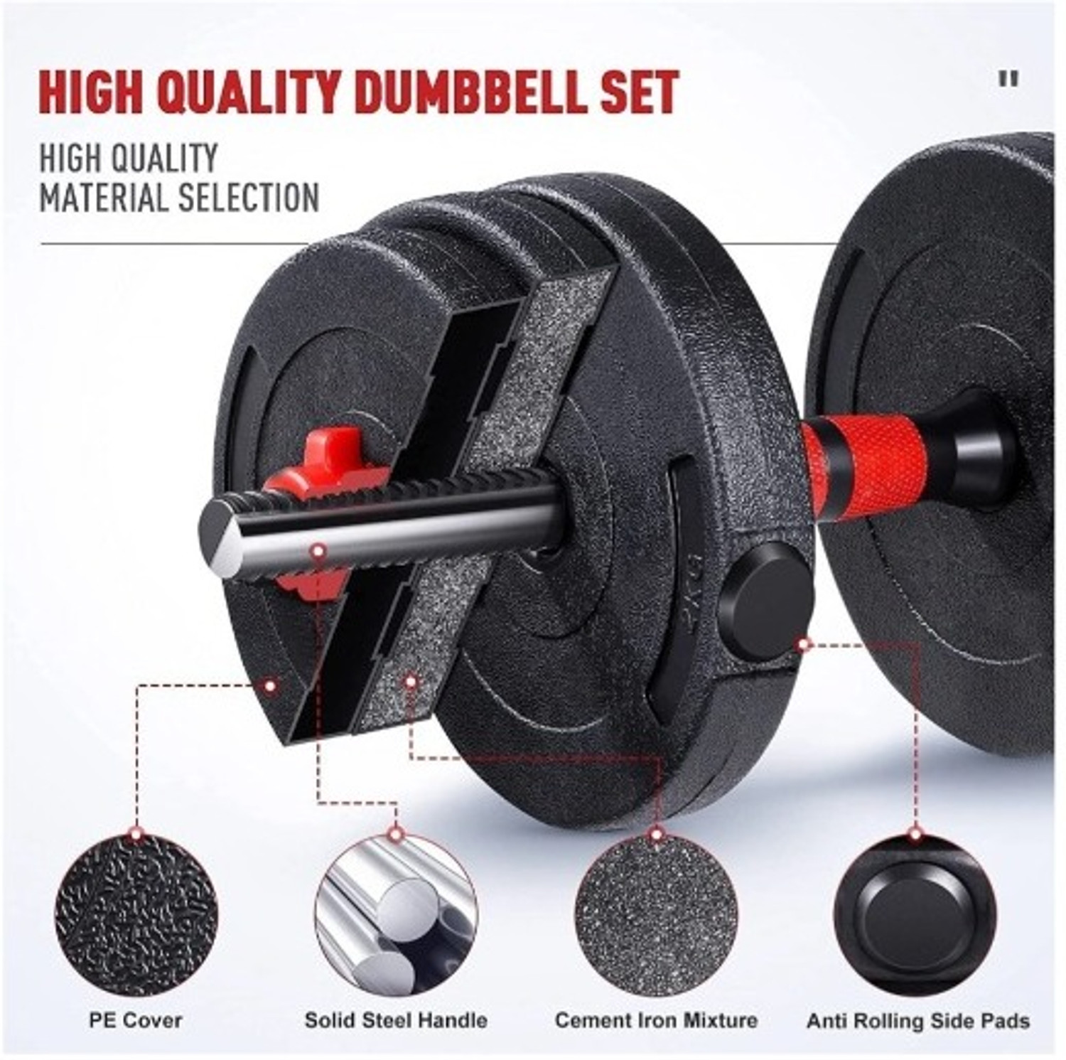 Image of FASTERO FITNESS 30KG Home Gym Dumbbell Plate Set with 3FT Straigh. Fitness Accessory Kit Kit