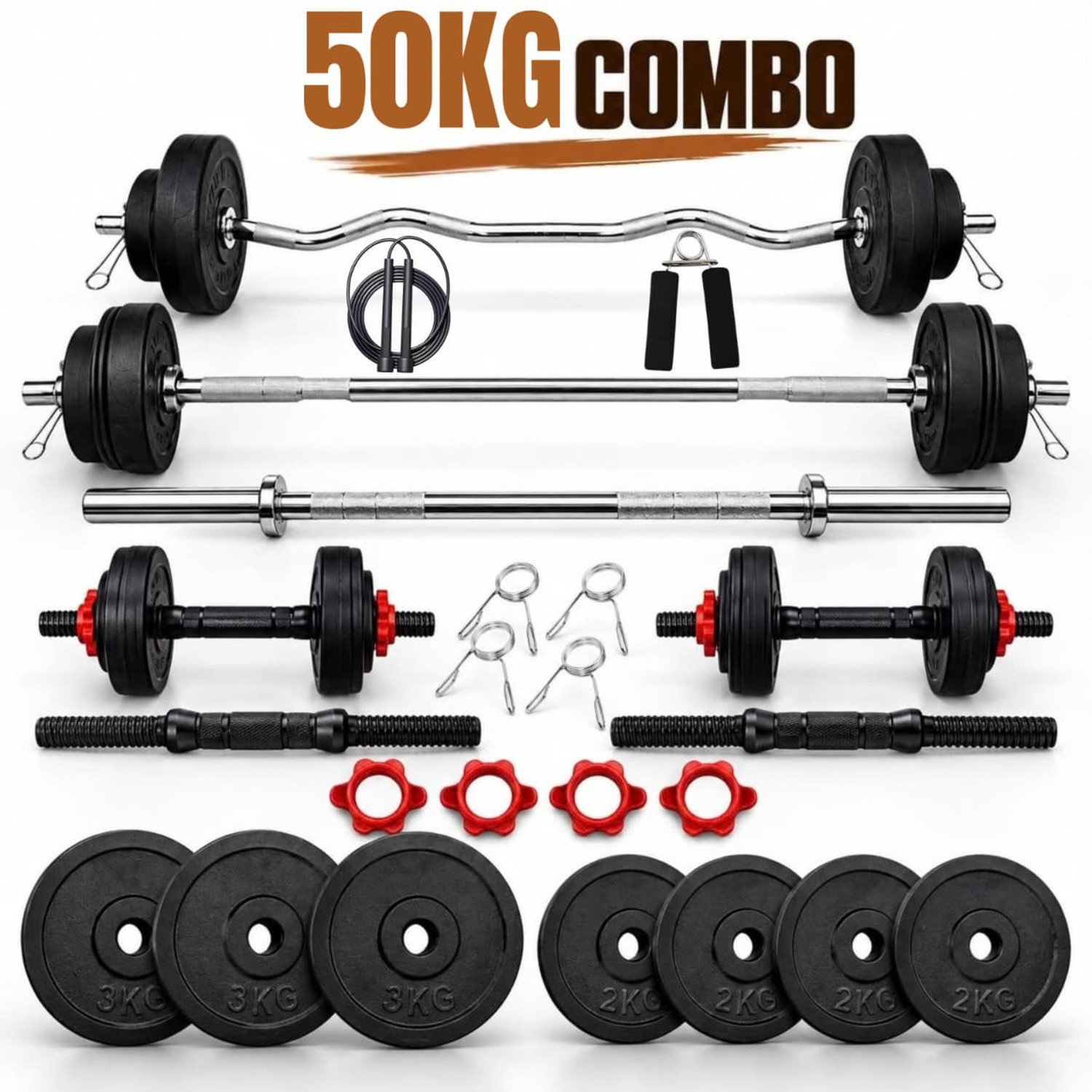JASMINE FITNESS 50KG PVC Weight Plate Set - Image 1