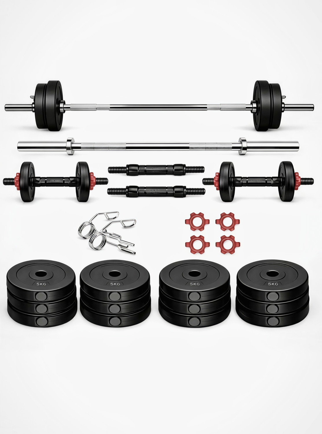 Image of PKN FIT 20KG Dumbbell Combo Kit with 3FT Rod, Skipping Rope & Gloves Fitness Accessory Kit Kit
