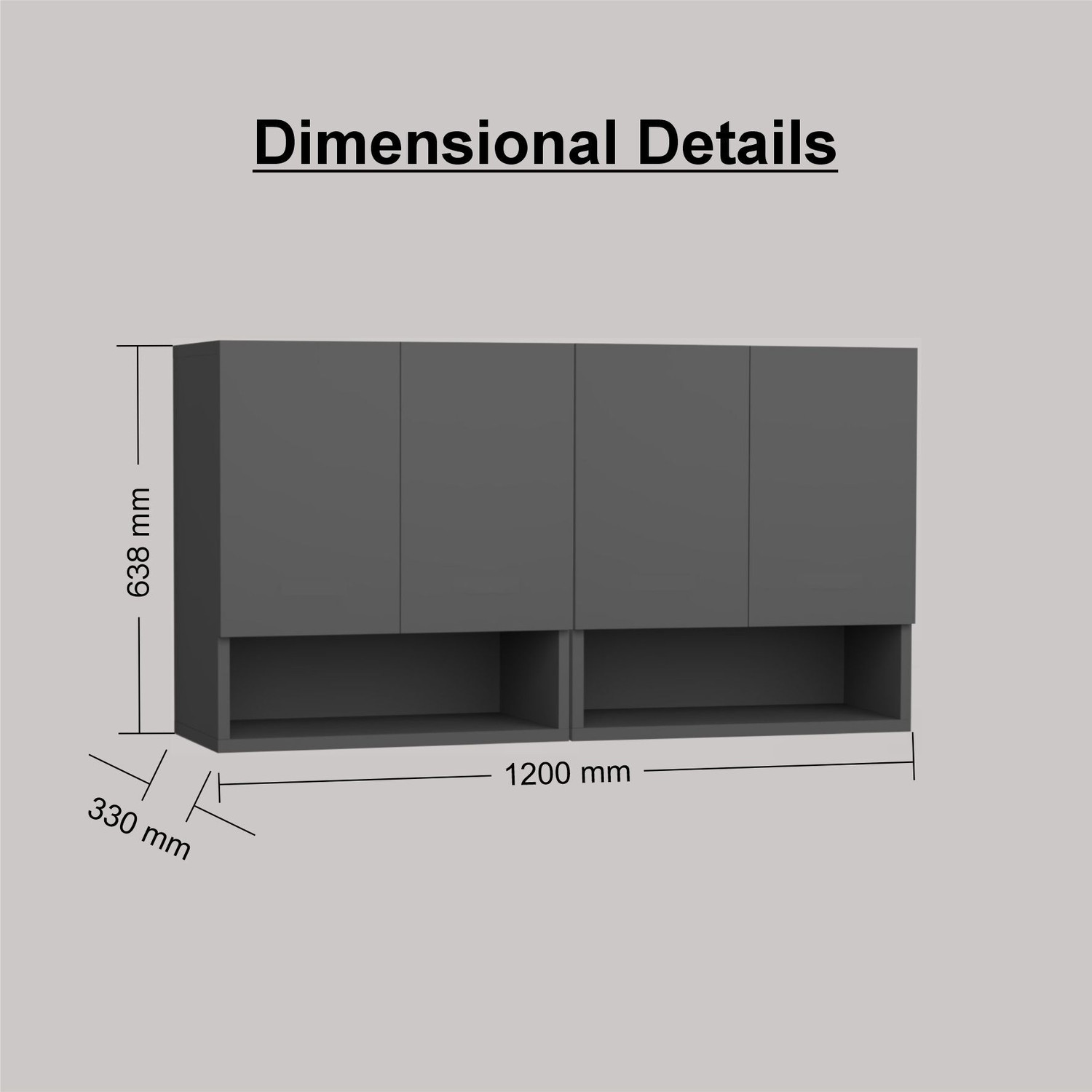 Image of Spyder Craft Wall Mounted Kitchen Cabinet 4 Door with 2 Open Shelves Storage for Home Kitchen Engineered Wood Kitchen Cabinet (Finish Color - Grey, DIY(Do-It-Yourself))