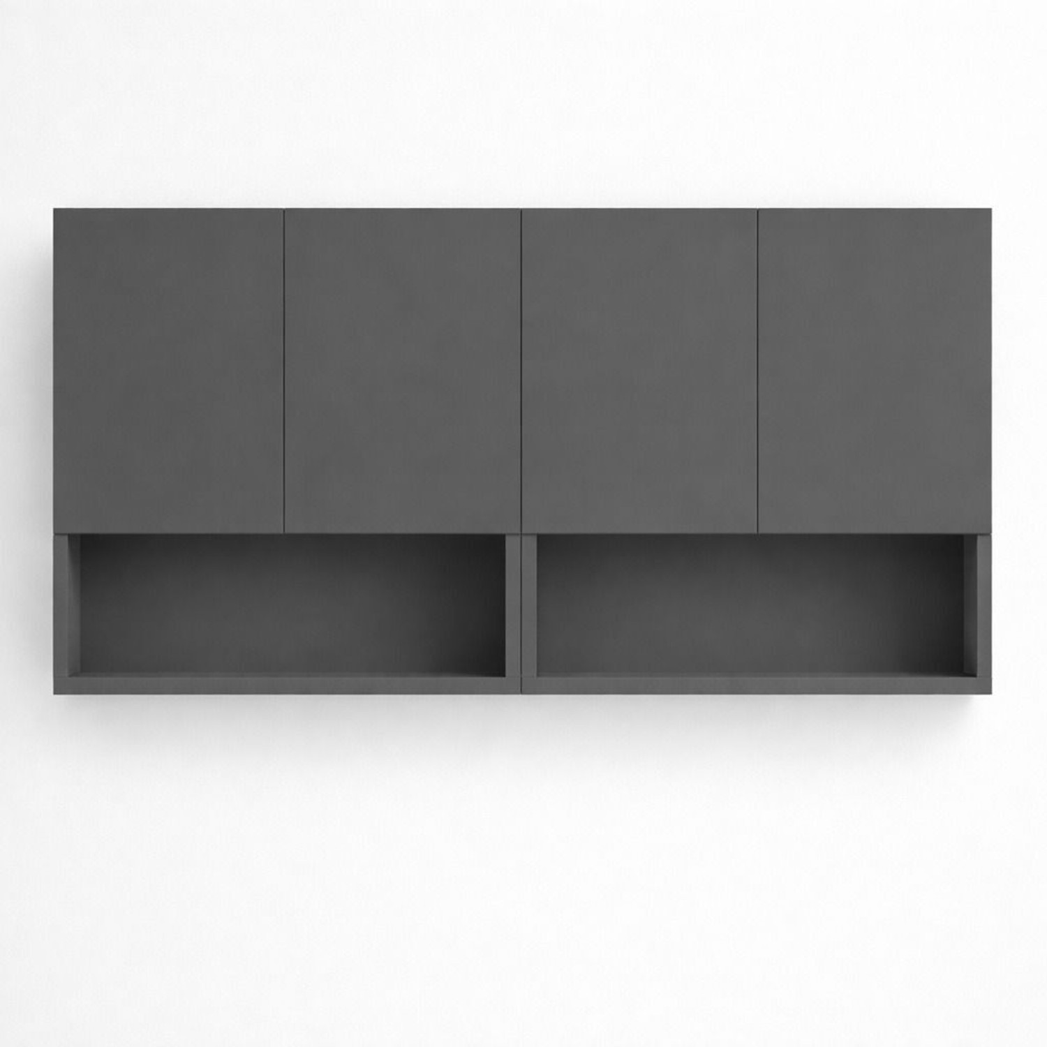 Image of Spyder Craft Wall Mounted Kitchen Cabinet 4 Door with 2 Open Shelves Storage for Home Kitchen Engineered Wood Kitchen Cabinet (Finish Color - Grey, DIY(Do-It-Yourself))