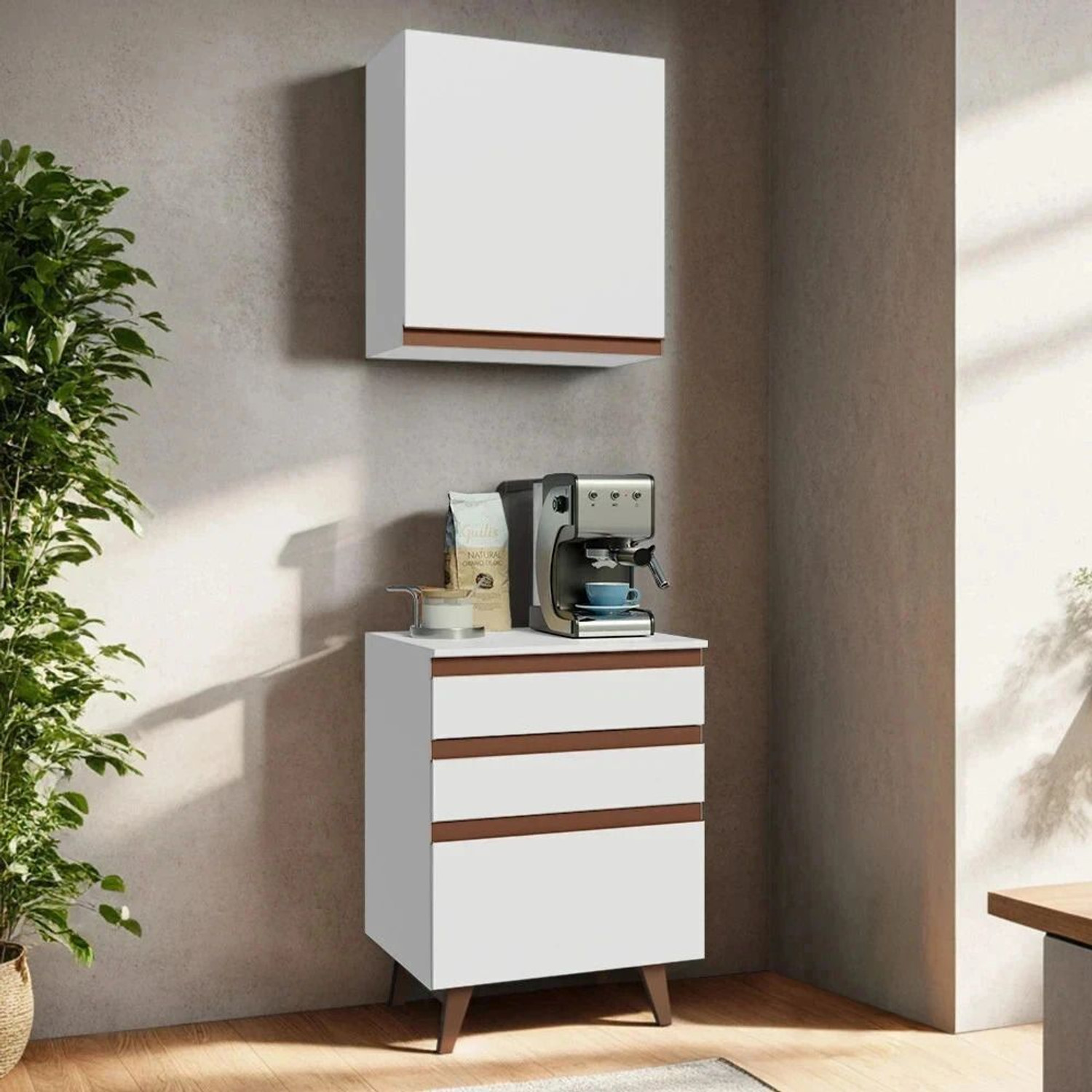 Image of Madesa Reims 60 cm Kit Engineered Wood Kitchen Cabinet (Finish Color - White, Knock Down)