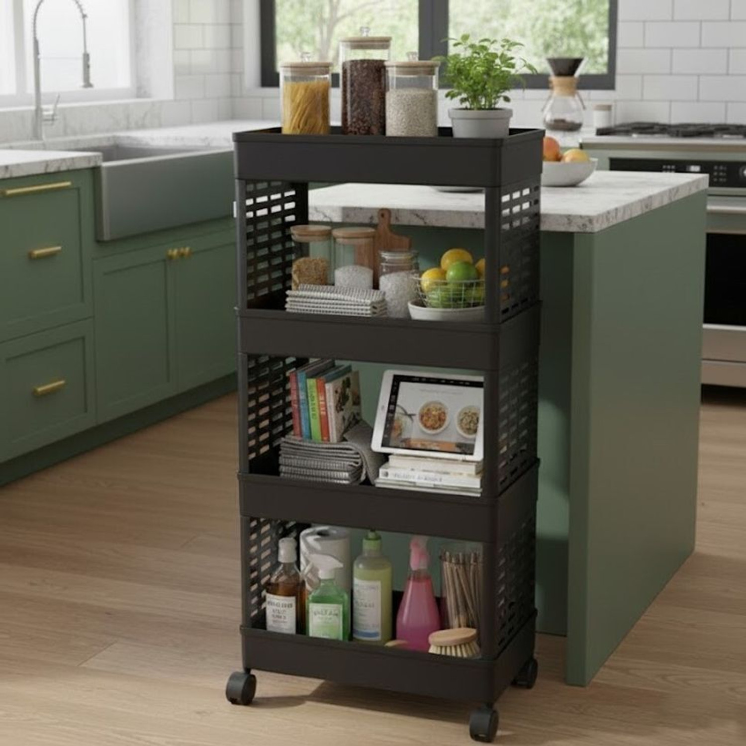Image of ZUDAZ Multi-Layer Storage Cabinet Plastic Kitchen Cabinet (Finish Color - Blue, DIY(Do-It-Yourself))