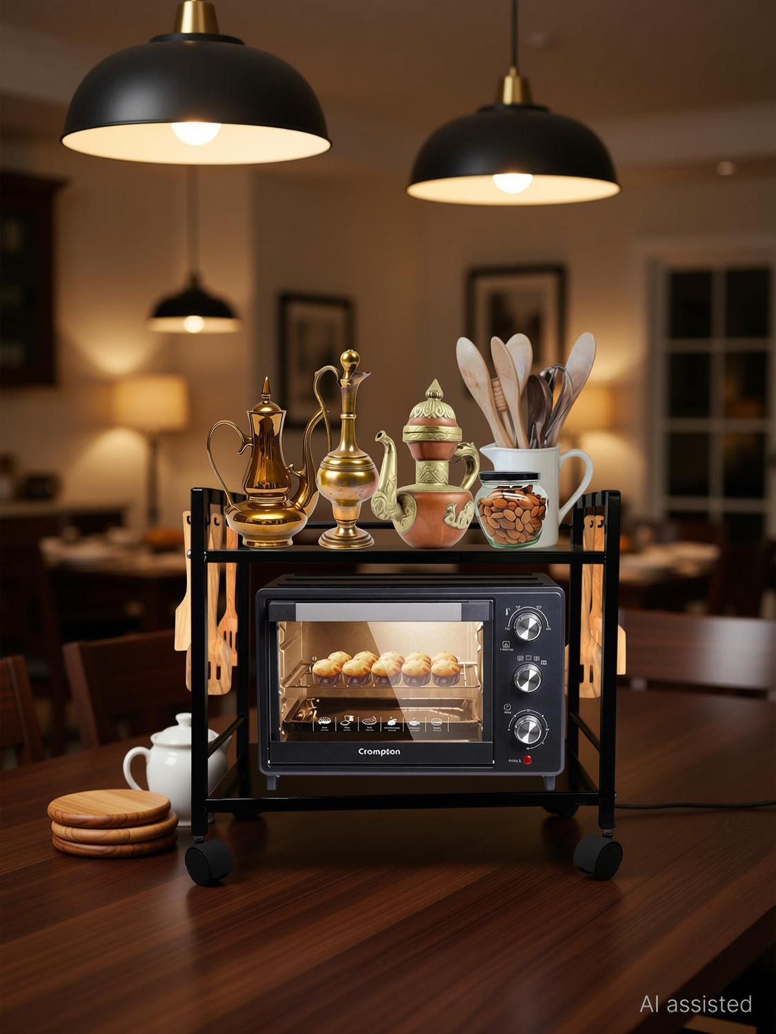Image of A to Z Hub Containers Kitchen Rack 3 Tier 3 Self Microwave & OTG Stand,Kitchen Oven Stand,Kitchen Items,Oven Rack Iron