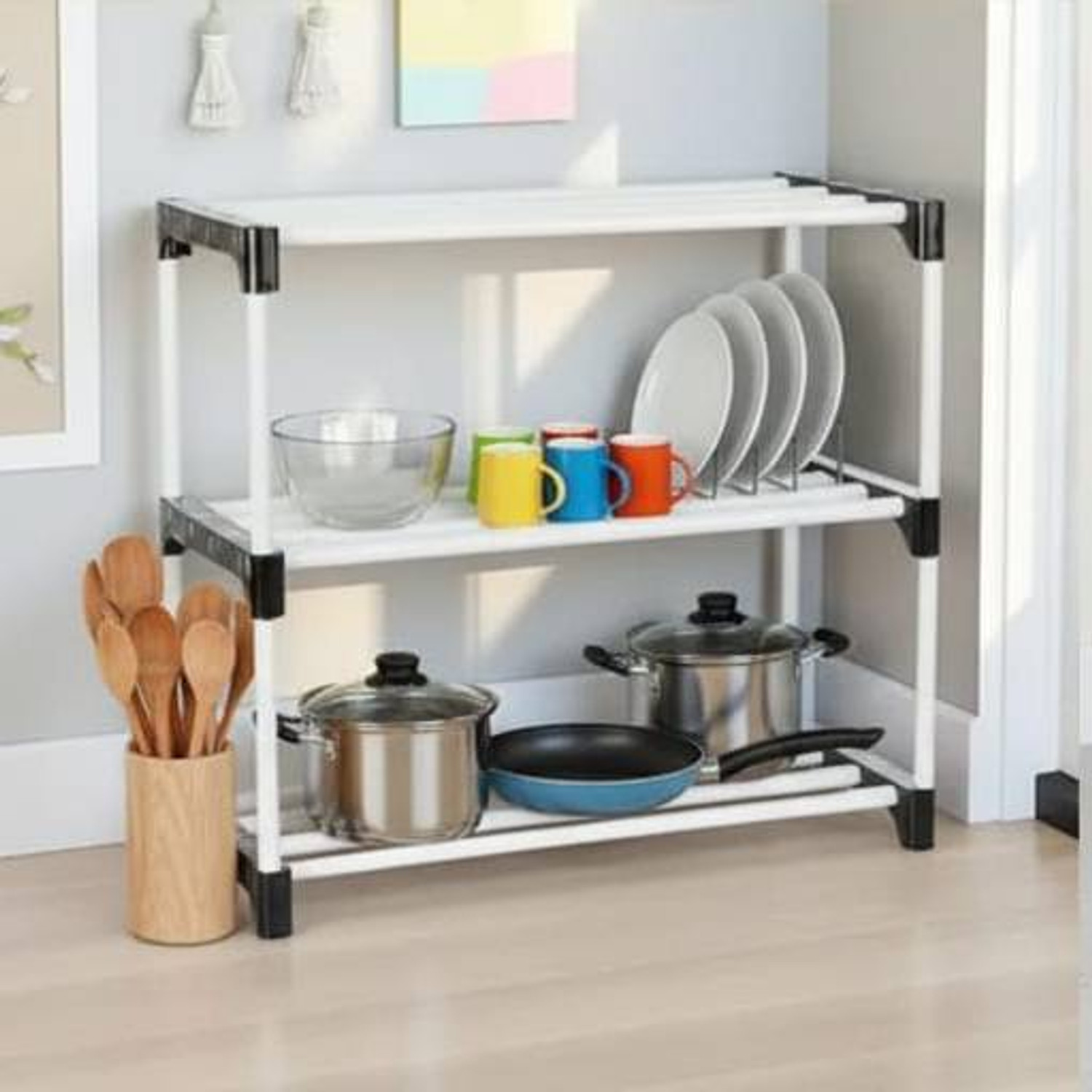 Image of YASHVI This is a great storage cabinet for your home to store your shoes, books, kids Plastic Shoe Stand (black, 3 Shelves, DIY(Do-It-Yourself))