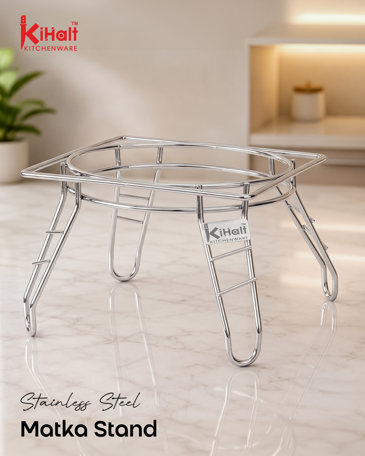 Image of DEMIQON Utensil Kitchen Rack 24x 24 Inches Kitchen Dish Rack / Plate Cutlery Stand / Modern Kitchen Stand Steel