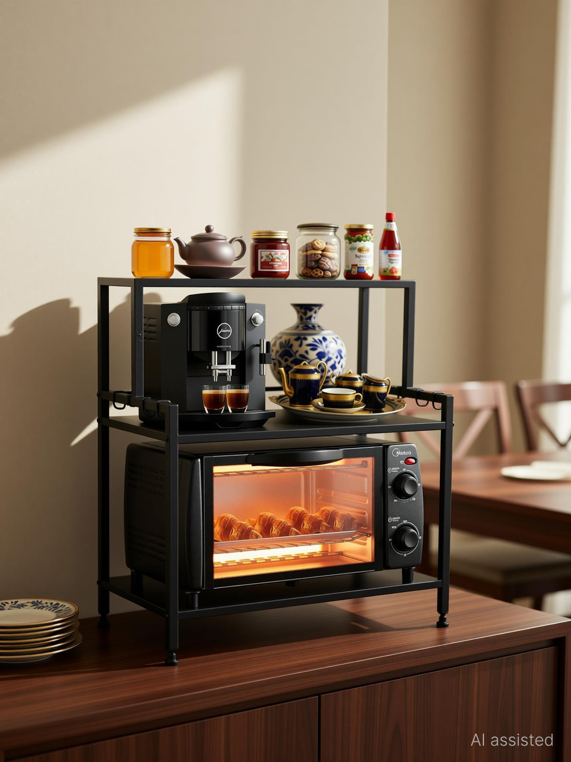 Image of A to Z Hub Containers Kitchen Rack 3 Tier 3 Self Microwave & OTG Stand,Kitchen Oven Stand,Kitchen Items,Oven Rack Iron