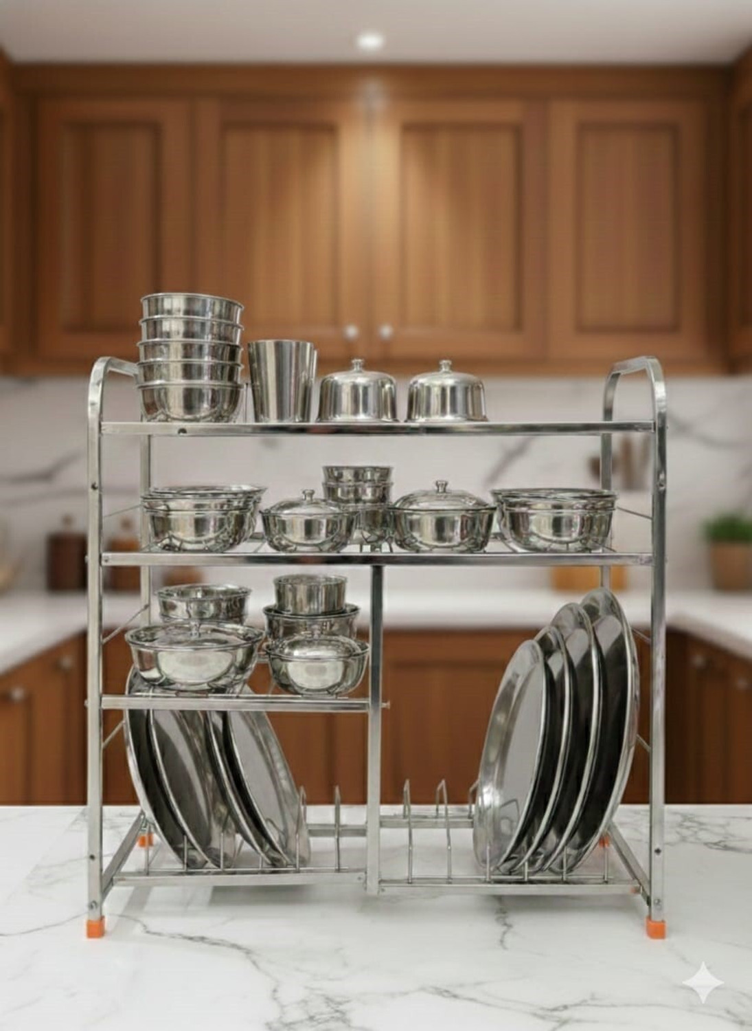 Image of GESCHIR Matka Kitchen Rack Heavy stainless steel Matka stand with plastic tray Plant stand gamla stand Steel
