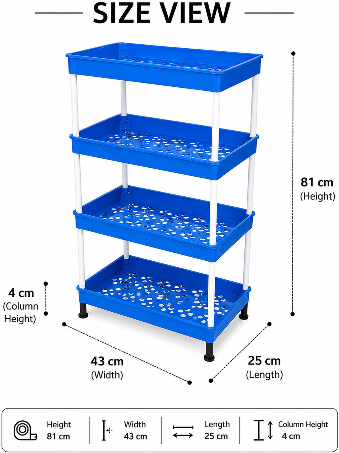Image of Rosjeet Fruits /Vegetables Kitchen Rack 4t-rack-ble-81 Plastic