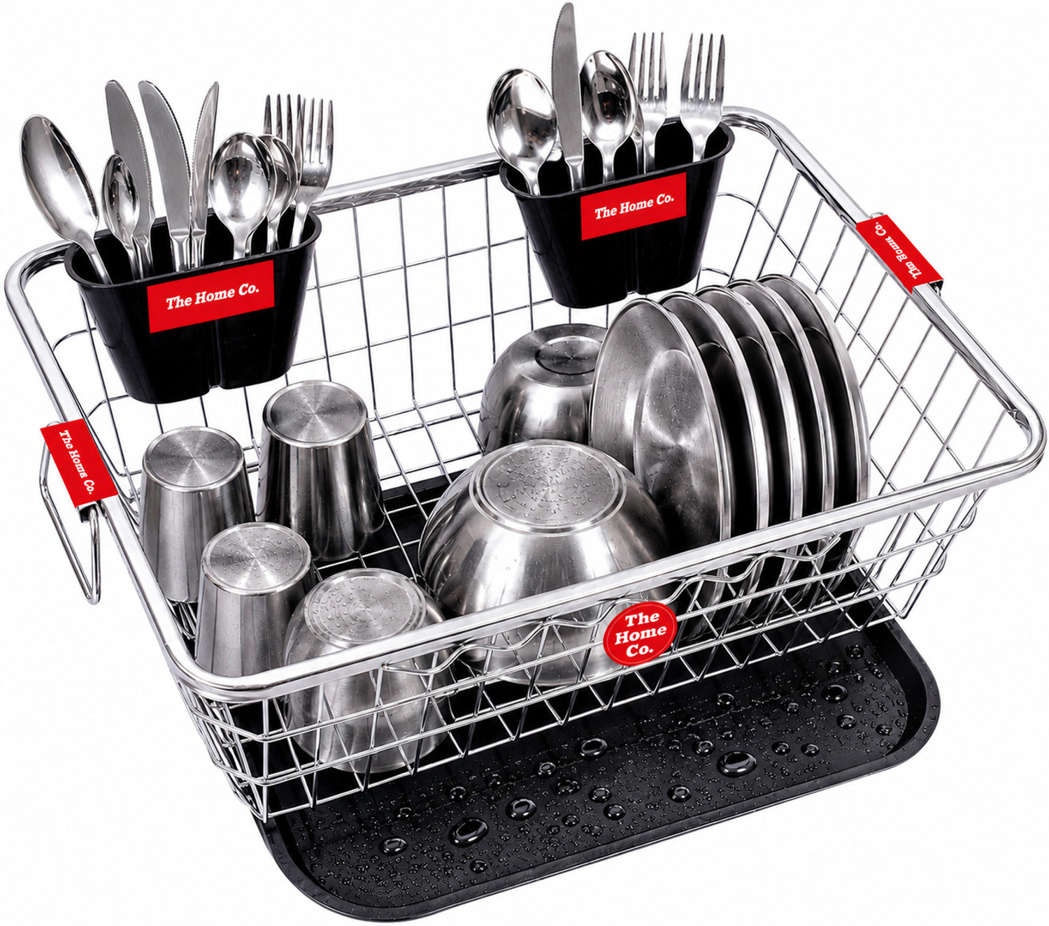 Image of iBELL Dish Drainer Kitchen Rack DR8039H Dish Drying Rack with Cover, 2-Tier Bartan Stand / Drainer Shelf Plastic