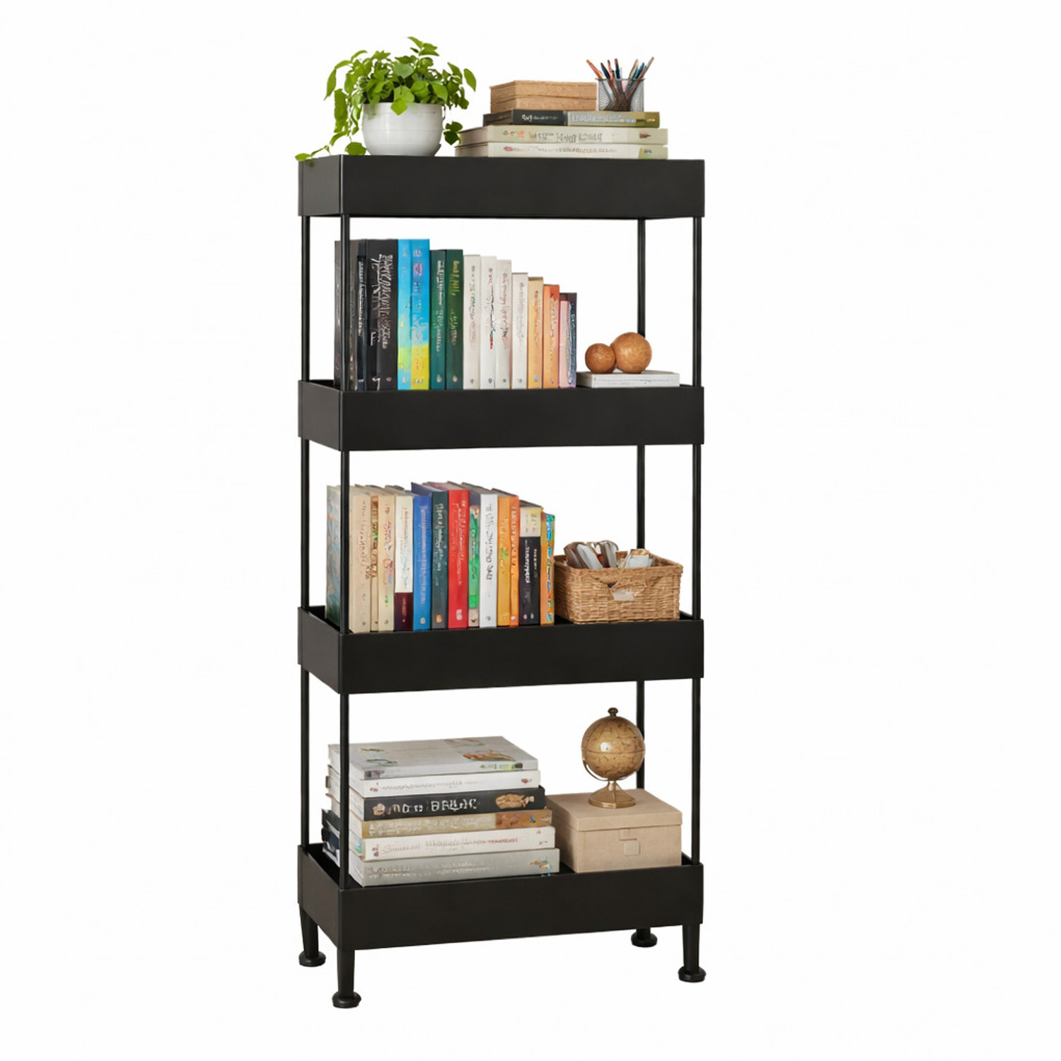 Image of KAISER STORE Storage Rack 4 Layers Plastic Shoe Stand (Black, 4 Shelves, DIY(Do-It-Yourself))