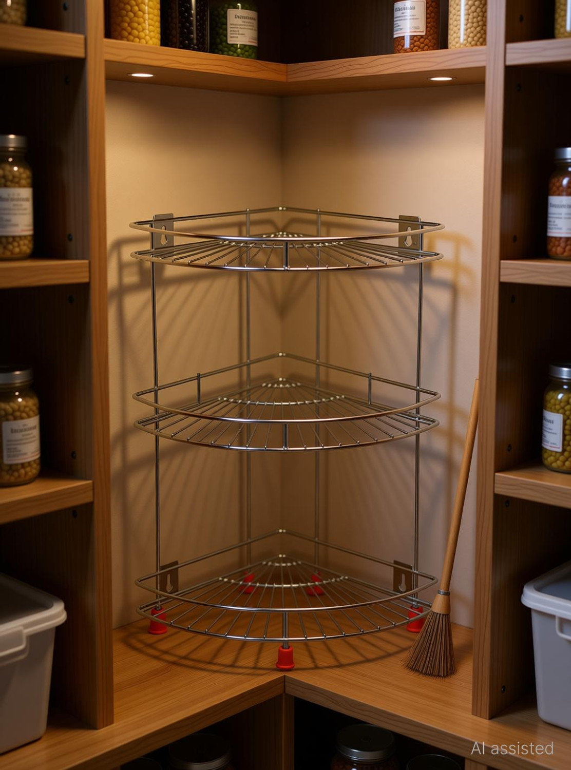 Image of Dhruvmagic Utensil Kitchen Rack 3 -Tier Stainless Steel Kitchen Plate Dish Corner Shelf Stand Utensils Storage Steel