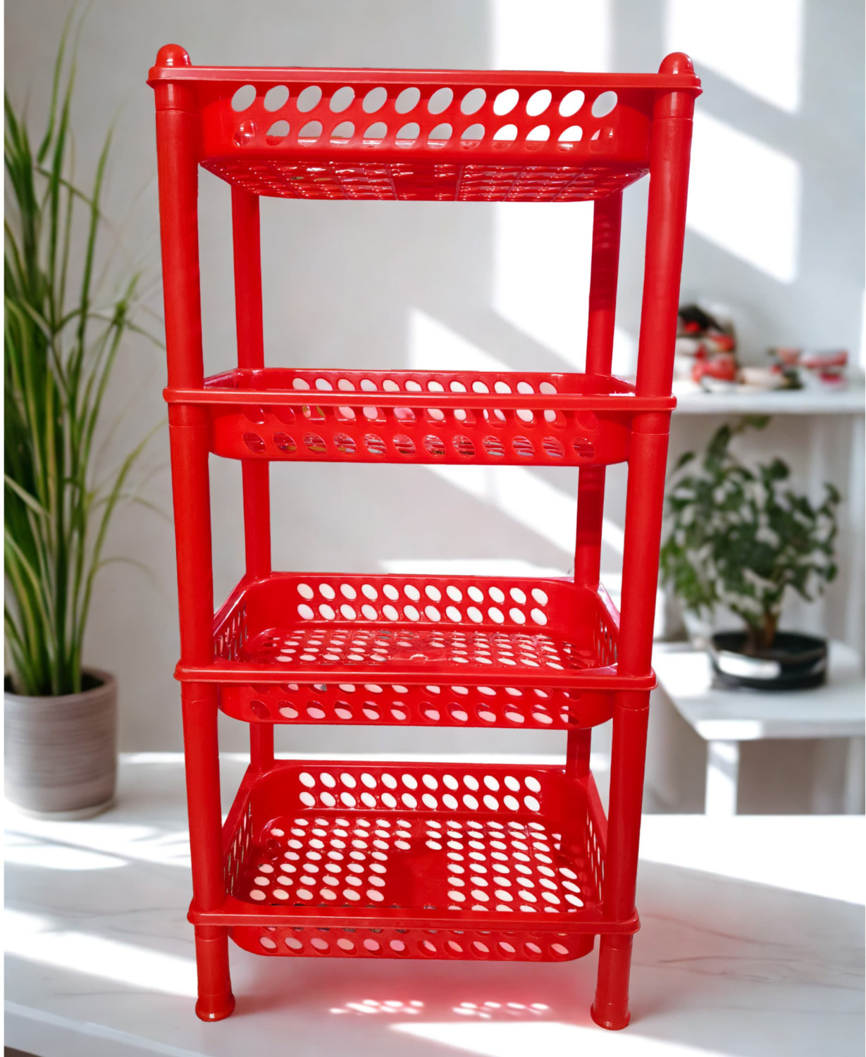 Image of Rosjeet Fruits /Vegetables Kitchen Rack 4t-rack-ble-81 Plastic