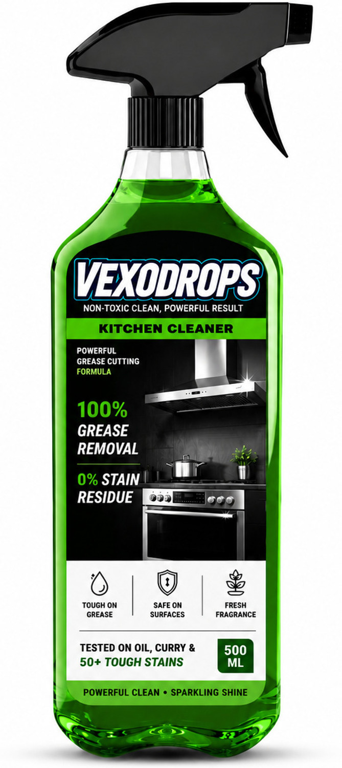 Image of VRPRIME Kitchen Cleaner Spray for Tough Grease, Oil Stains & Kitchen Surfaces Kitchen Cleaner (2000 ml, Pack of 4)
