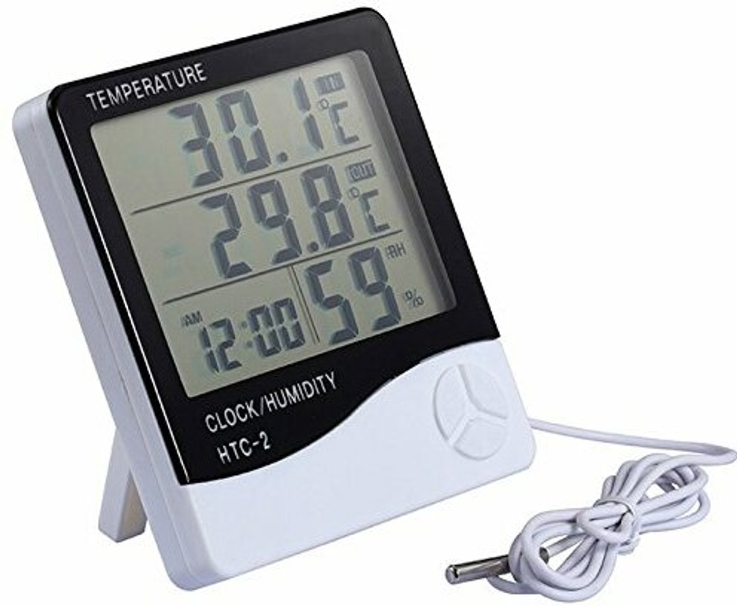 Image of onechance Digital room Thermometer Humidity Meter Clock LCD Display Wall Mount Thermometer Instant Read Thermocouple Kitchen Thermometer