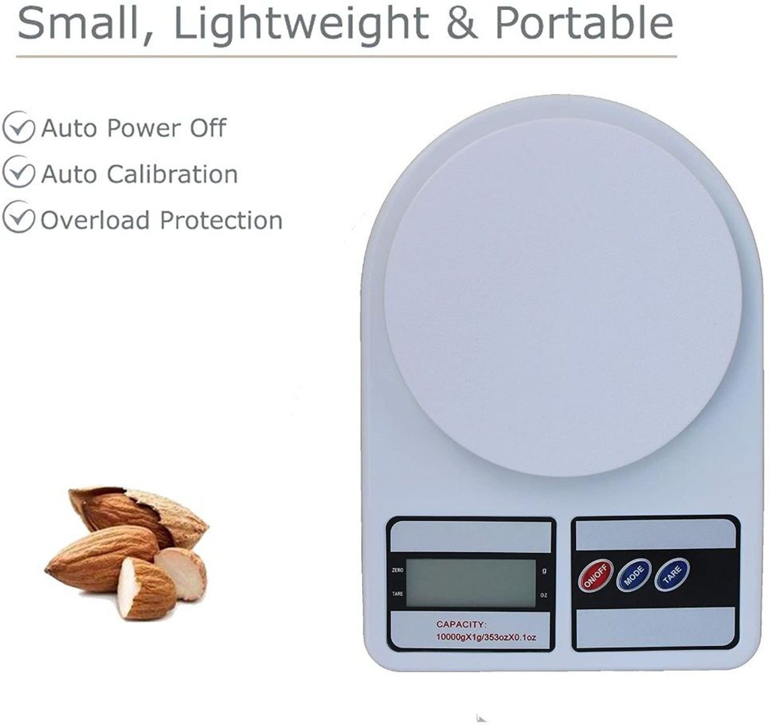 Image of BEBLOOM 10Kg Electronic Food Weight Machine Computer Weighing Machine for Home Digital Kitchen Timer