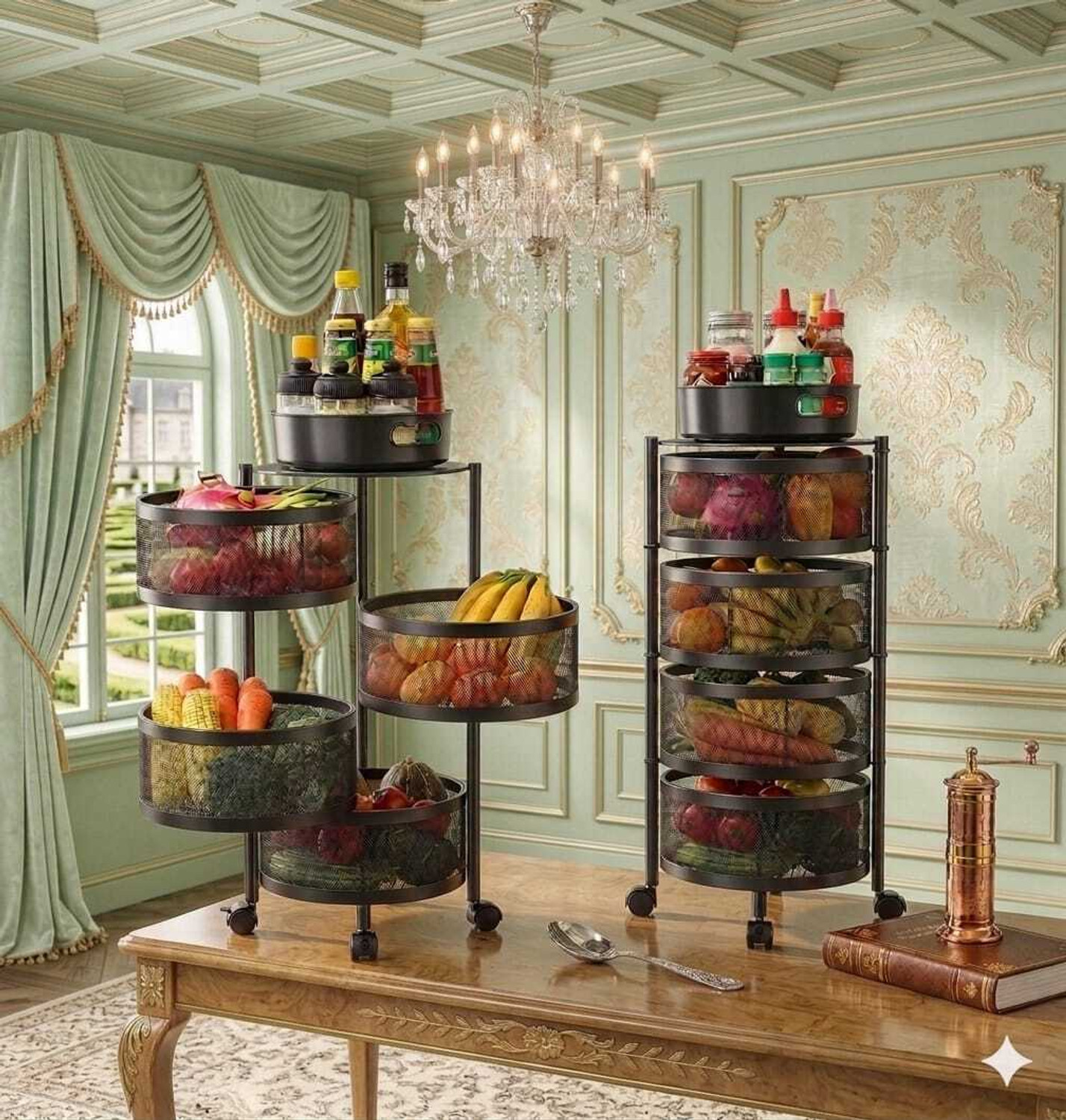 UNIQUE INTERNATIONAL Iron Kitchen Trolley - Image 1
