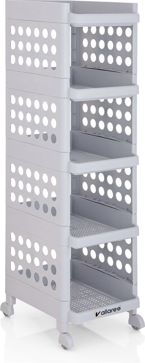 Image of BRANTOX 4 Tier Slim Multipurpose Storage Rack Trolley Plastic Storage Rack For Kitchen Plastic Kitchen Trolley (DIY(Do-It-Yourself))