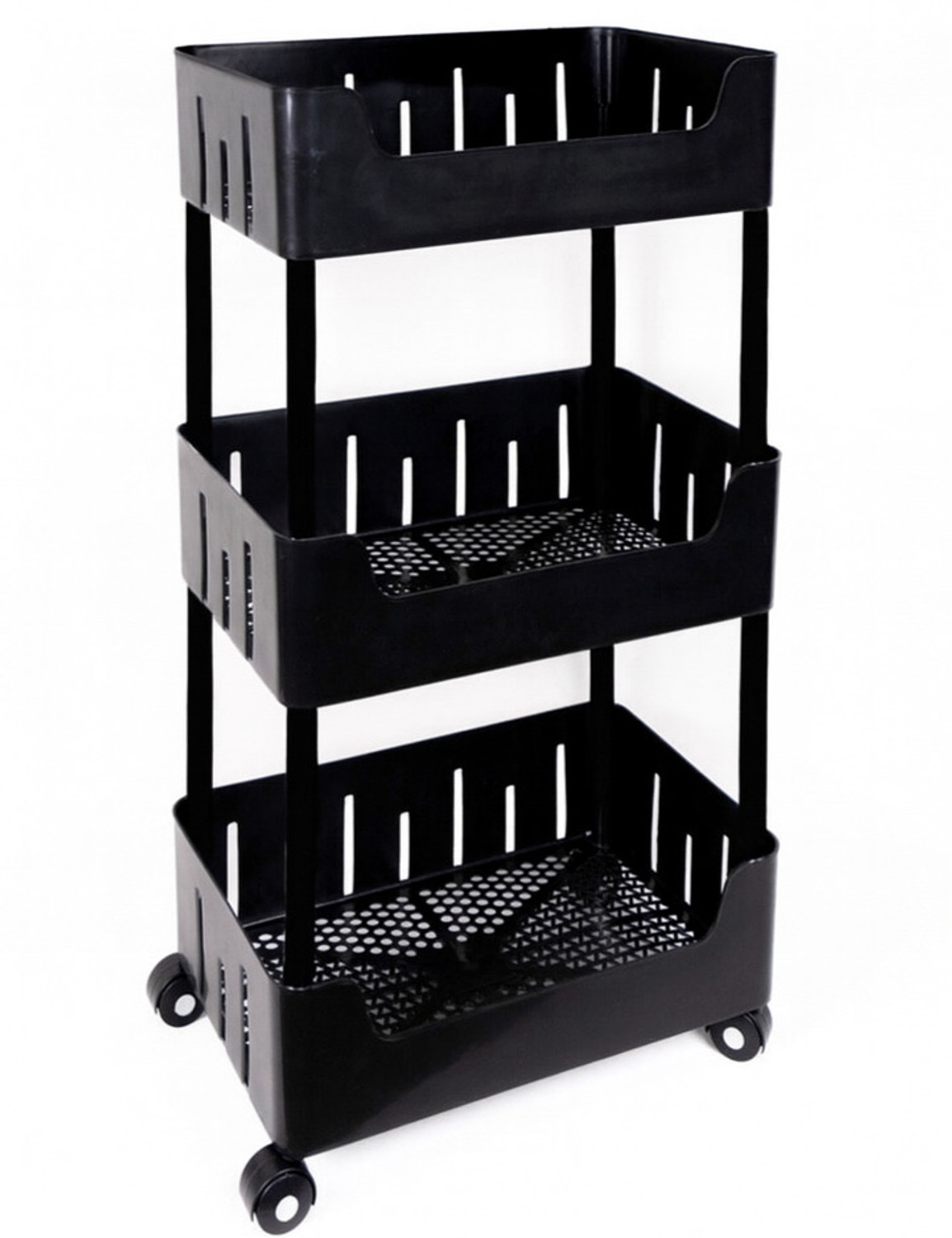Image of VM BOND Multi-Purpose Plastic Storage Organizer 3-Tier Rack with Wheel Bathroom & Office Plastic Kitchen Trolley (DIY(Do-It-Yourself))