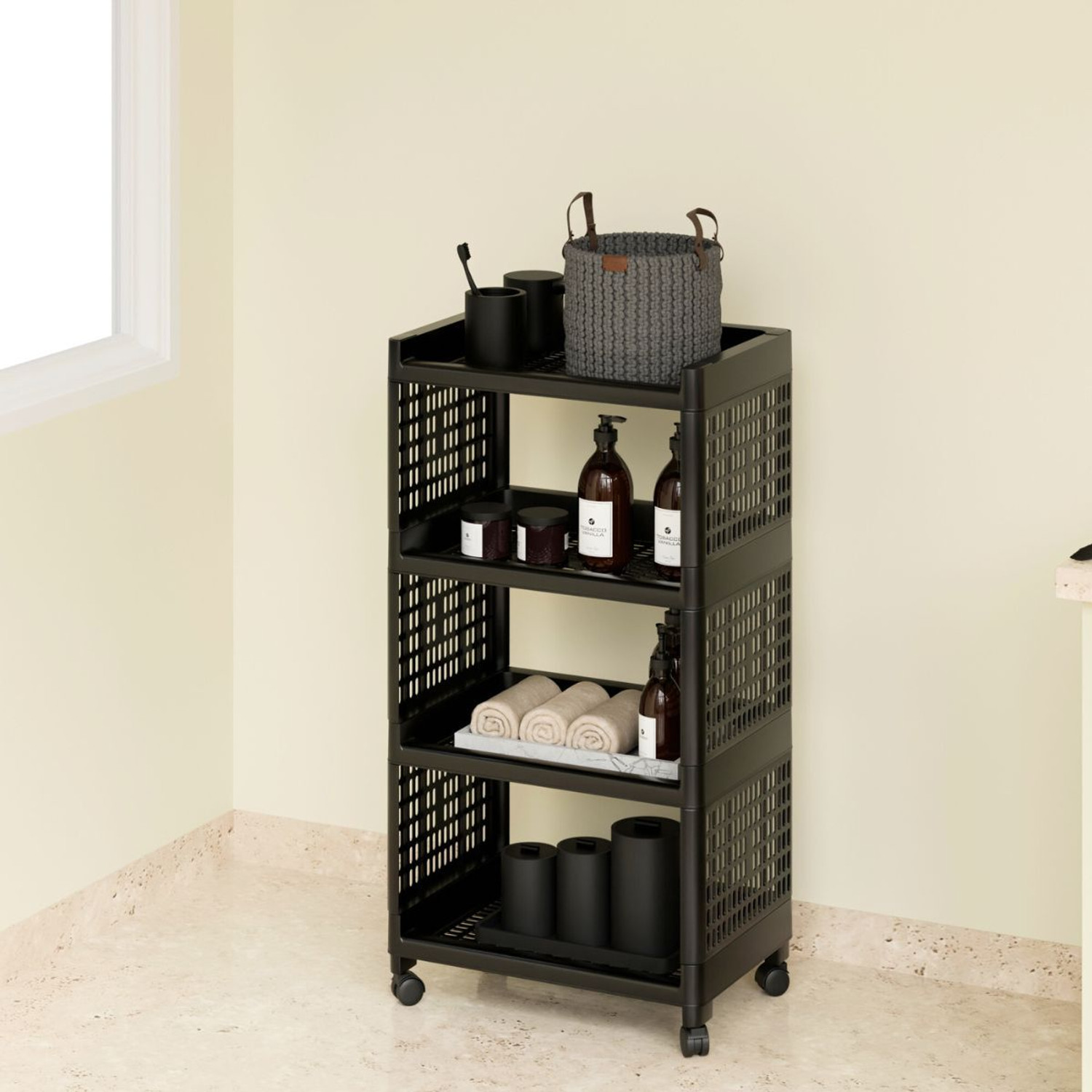 Image of BRANTOX 4 Tier Slim Multipurpose Storage Rack Trolley Plastic Storage Rack For Kitchen Plastic Kitchen Trolley (DIY(Do-It-Yourself))