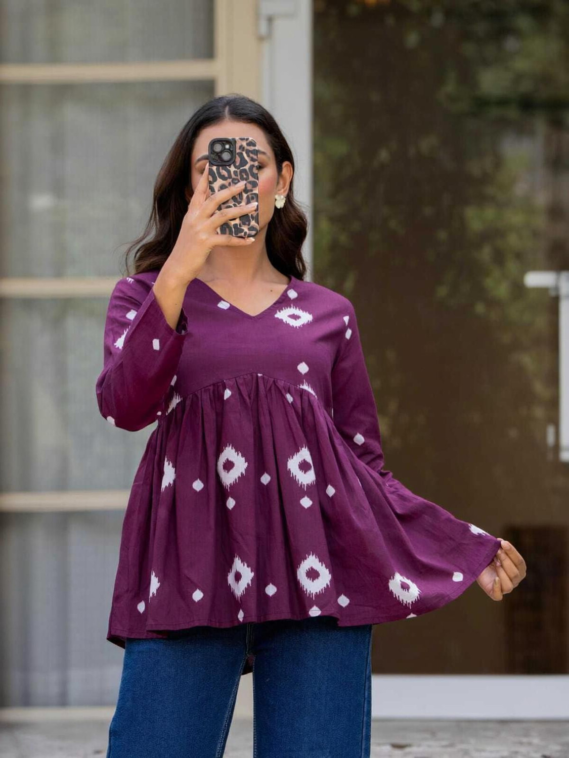 Image of Mialo fashion Printed Viscose Rayon Flared Kurta for Women (Blue)
