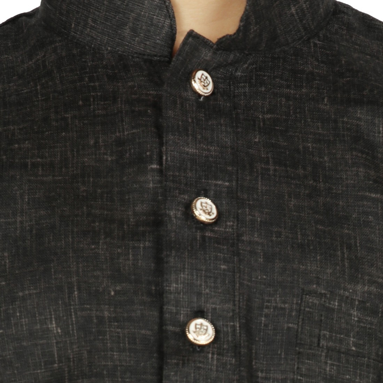 Image of SG YUVRAJ Solid Pure Cotton Straight Kurta for Boys (Black)