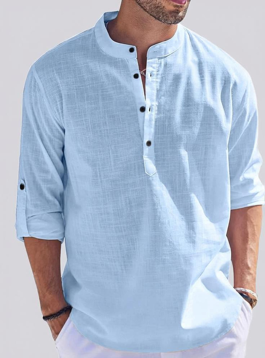 ZARTHA Men's Solid Cotton Blend Straight Kurta - Image 1