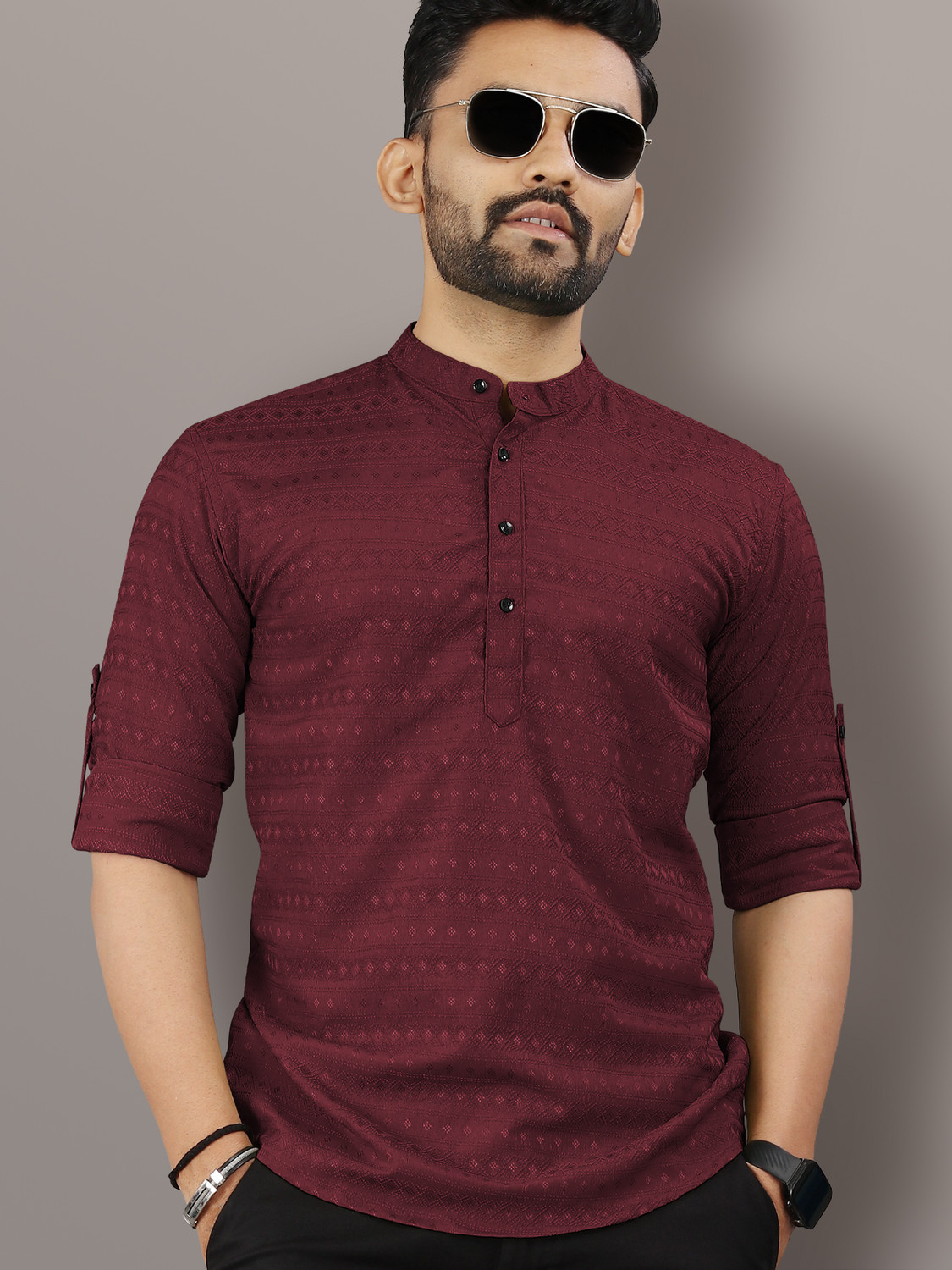 VeBNoR Men Self Design Straight Kurta - Image 1