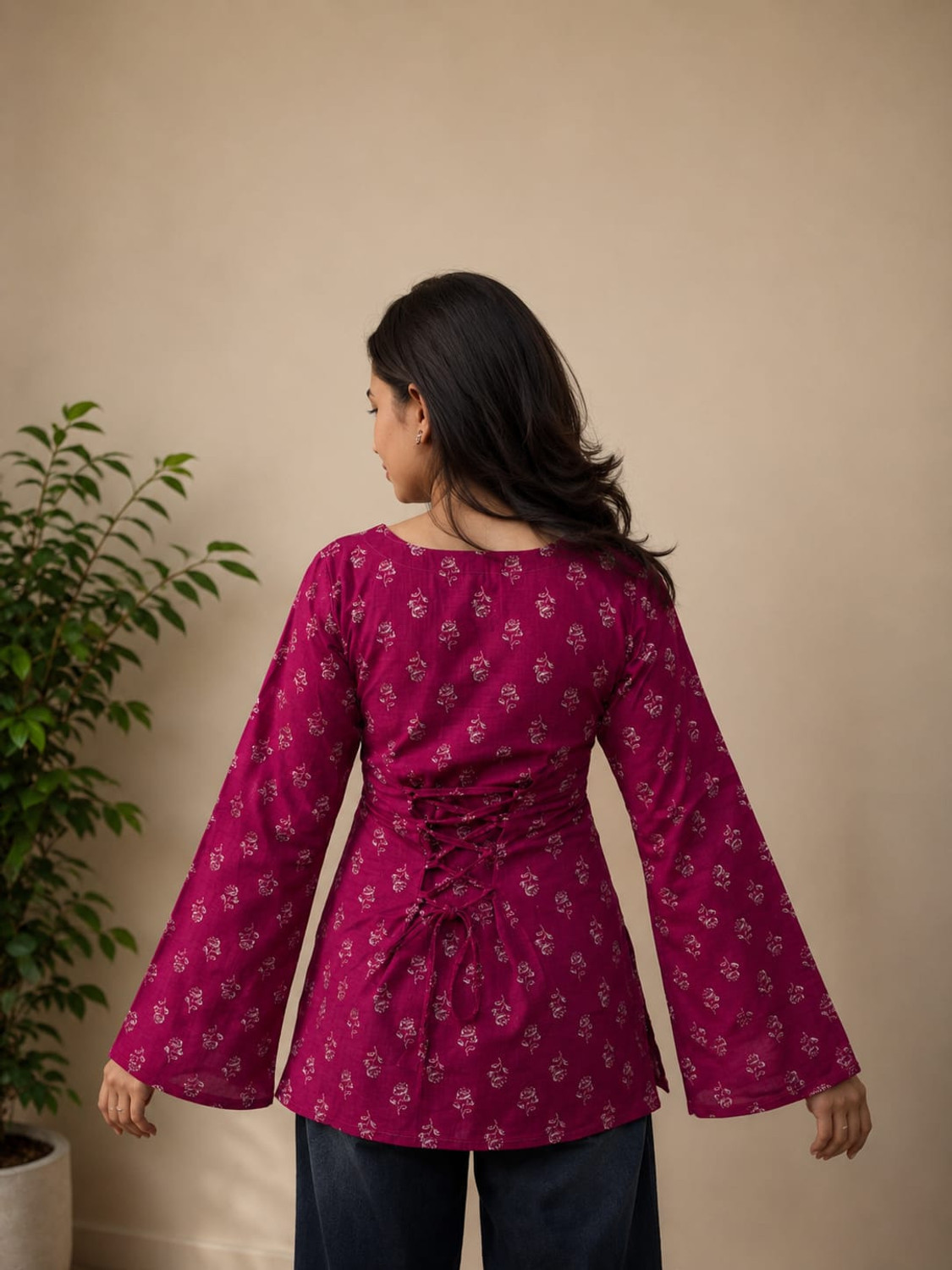 Image of Kurvee Printed Pure Cotton Straight Kurta for Women (Pink)