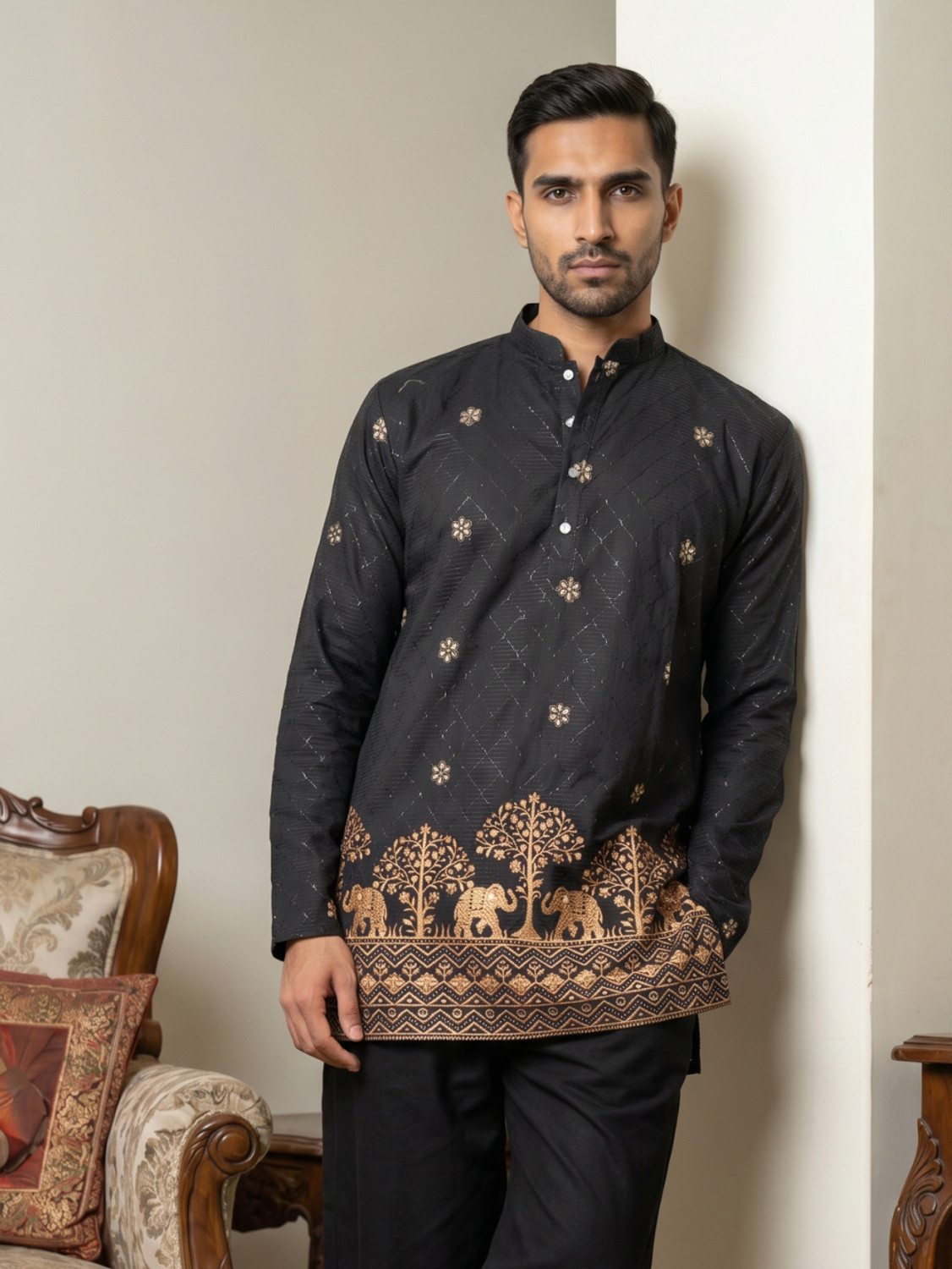 Jompers Embroidered Cotton Blend Tunic Kurta - Image 1