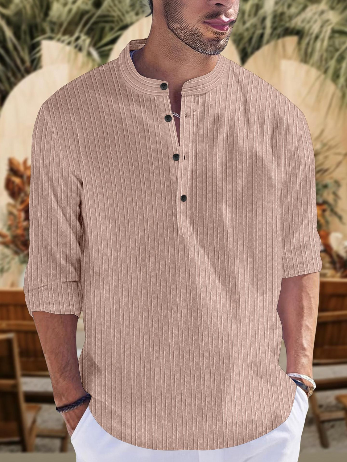 Image of Varbandhan Self Design Jacquard Straight Kurta for Men (Purple)