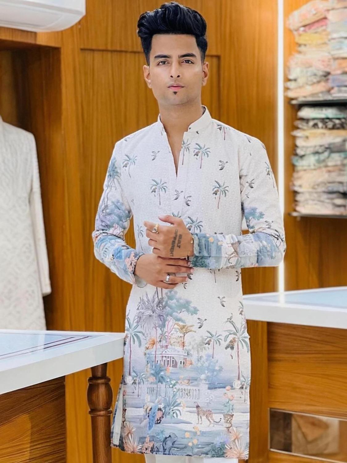 GRATITUDE Men Embroidered Straight Kurta - Image 1