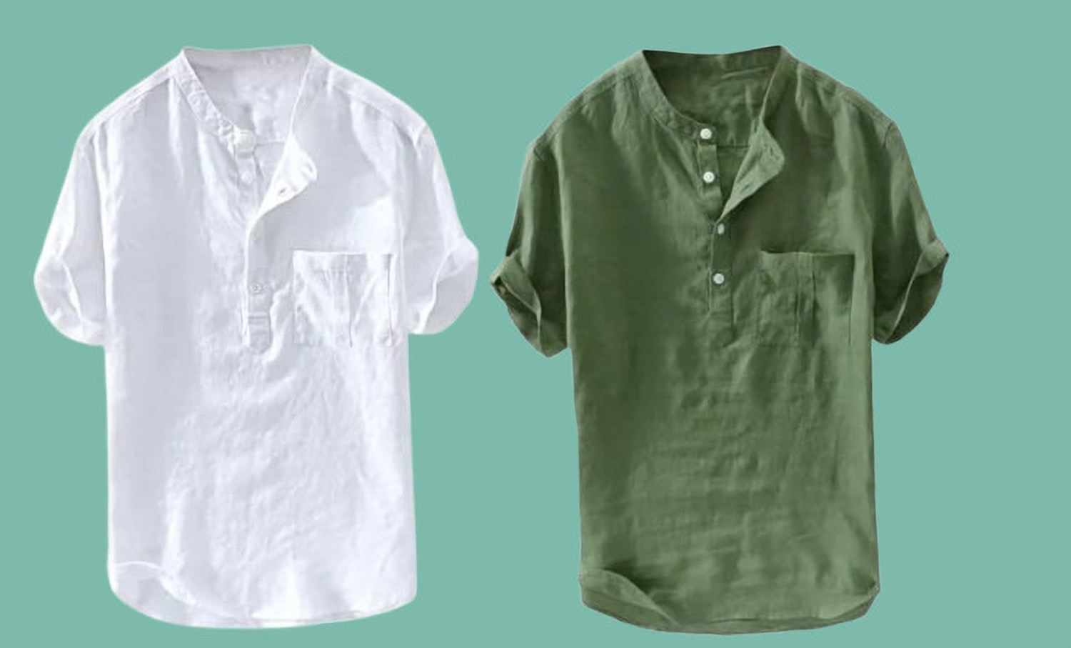 Image of GAINELL Solid Cotton Blend Straight Kurta for Men (Dark Green)