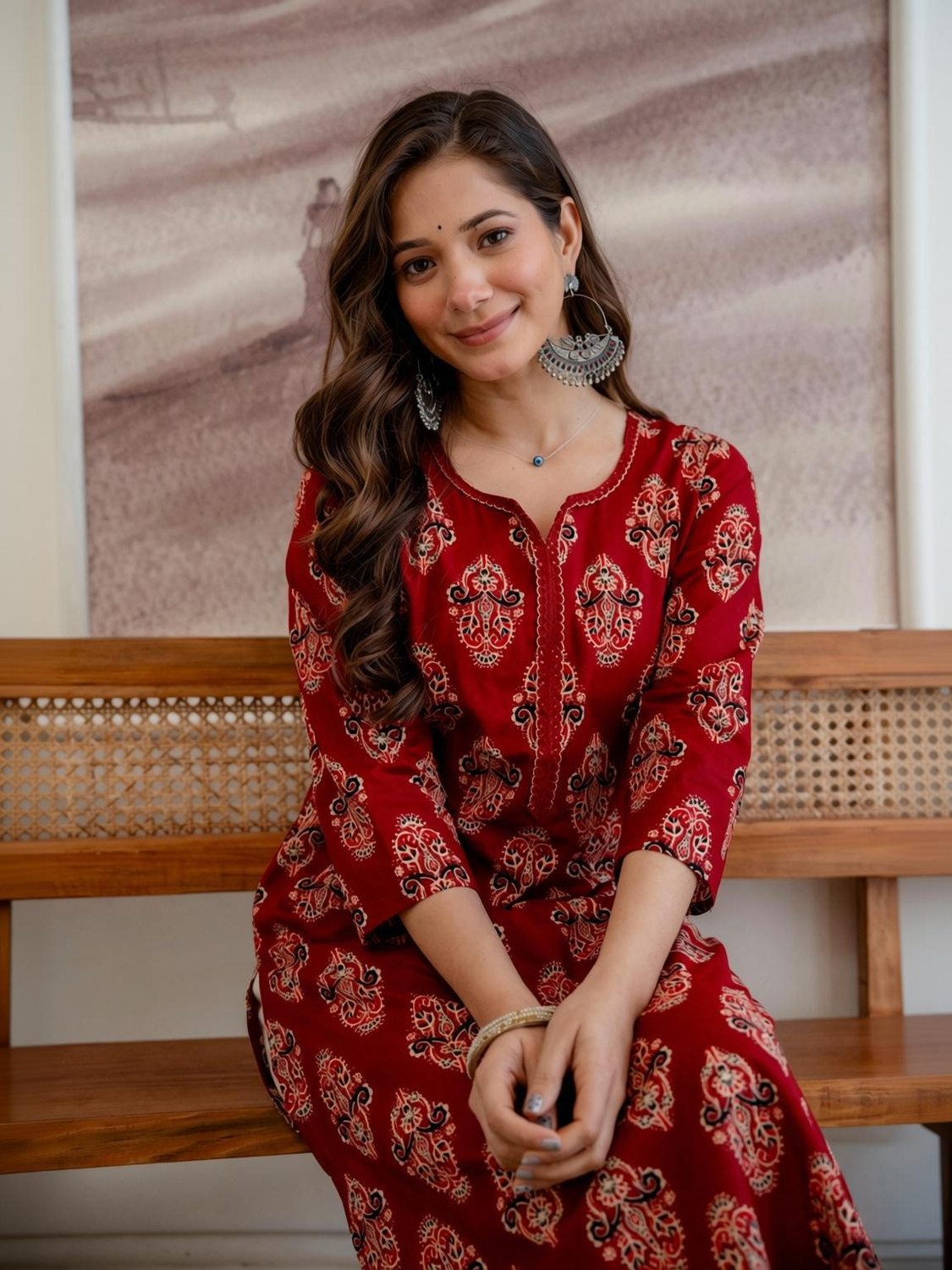 Angira Jaipur Women's Printed Cotton A-line Kurta - Image 1