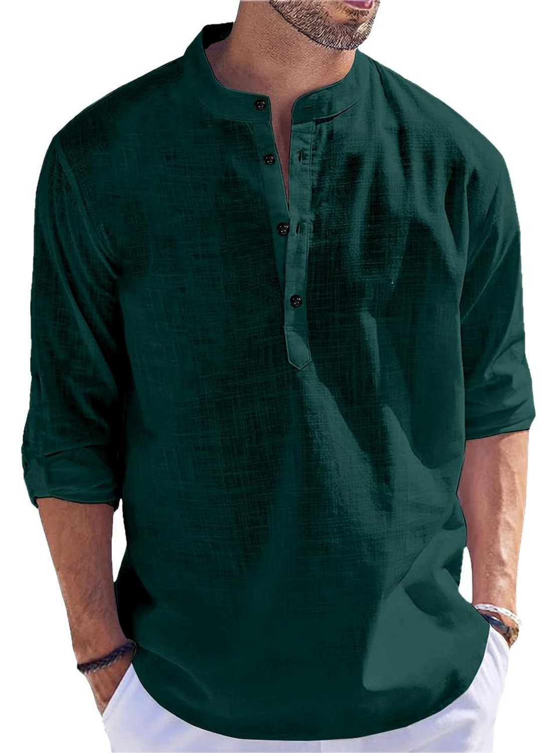Image of ZIRPIX Printed Cotton Blend Straight Kurta for Men (White)
