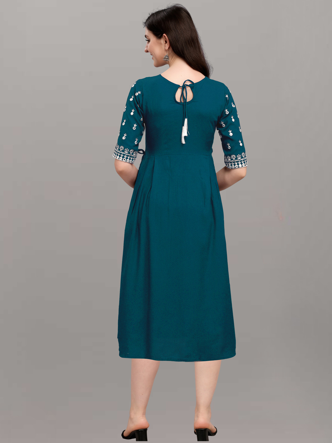 Image of HINDVA FASHION Embroidered Viscose Rayon Anarkali Kurta for Women (Pink, Blue)
