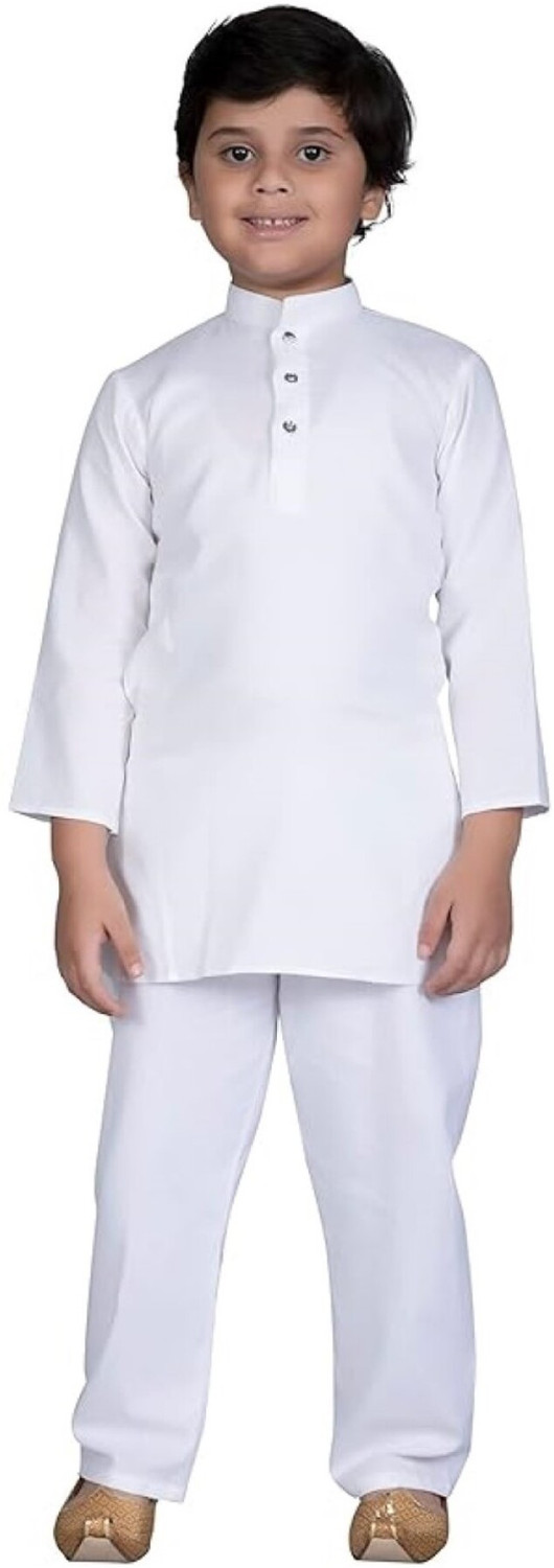 Image of SG YUVRAJ Solid Pure Cotton Straight Kurta for Boys (Black)