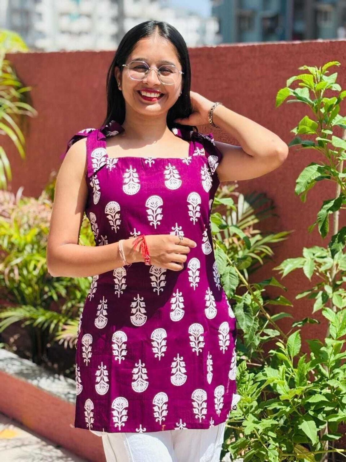 Image of Donne Tenaci Striped, Printed, Embellished Cotton Blend Straight Kurta for Women (Blue)