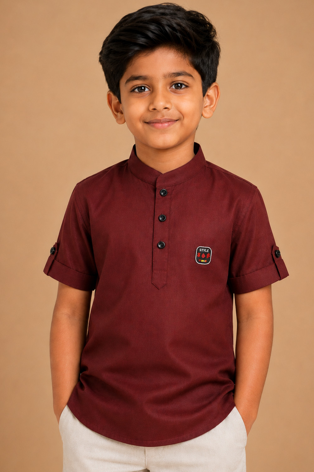 Image of SG YUVRAJ Solid Pure Cotton Straight Kurta for Boys (Black)
