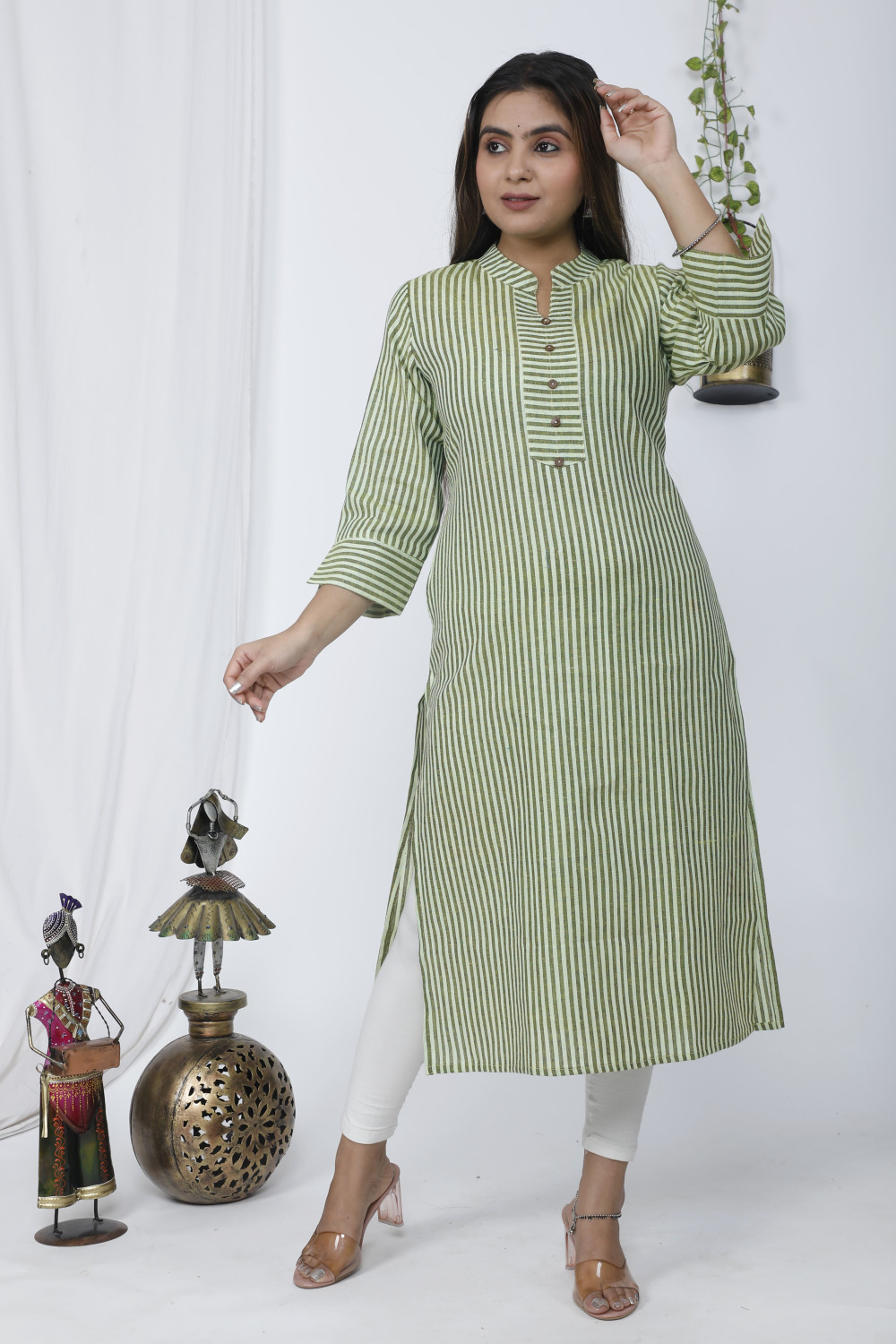 Image of GREYSHADE Floral Print Pure Cotton Straight Kurta for Women (Multicolor)