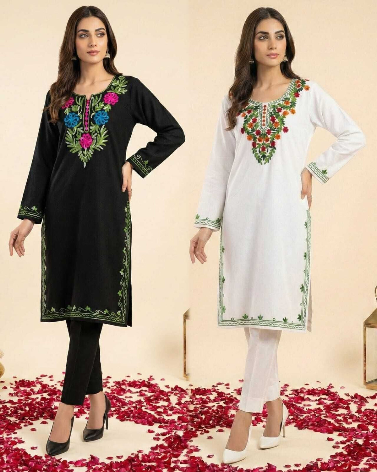 Image of SHIFA TRADING Pack of 2 Printed Pure Cotton Straight Kurta for Women (Multicolor)