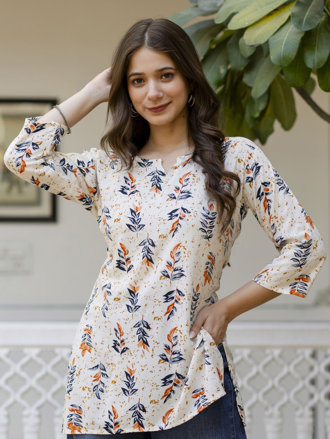 Image of Mialo fashion Floral Print Viscose Rayon Flared Kurta for Women (Grey)