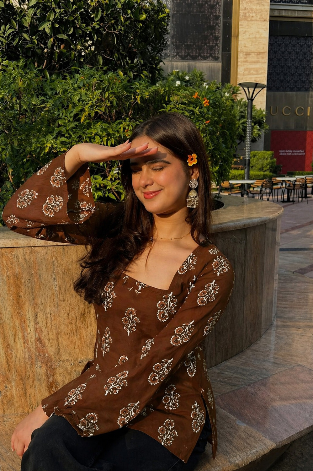 Image of Kurvee Printed Pure Cotton Straight Kurta for Women (Pink)