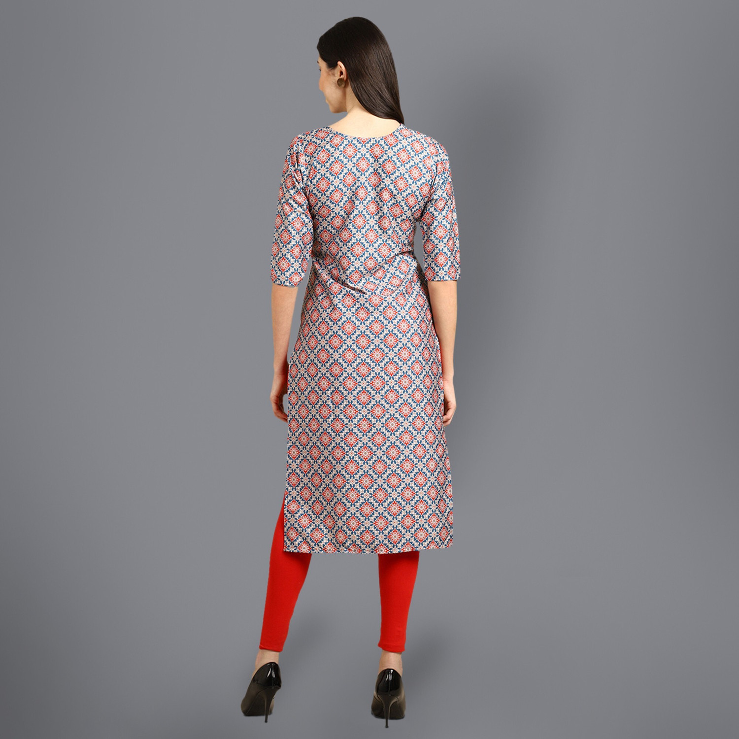 Image of 1 Stop Fashion Printed Crepe Straight Kurta for Women (Multicolor)