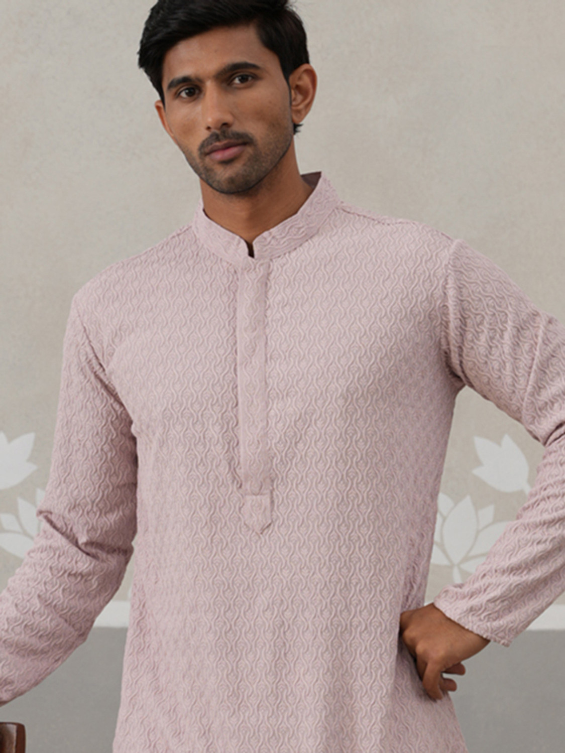 Image of Jompers Embroidered Silk Blend Straight Kurta for Men (Green)