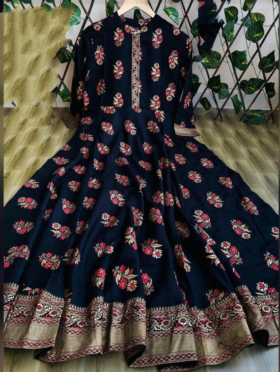 Image of Aj Art Printed Viscose Rayon Anarkali Kurta for Women (Multicolor)