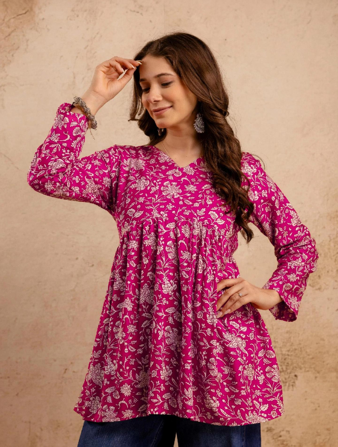Image of Mialo fashion Floral Print Viscose Rayon Flared Kurta for Women (Yellow)