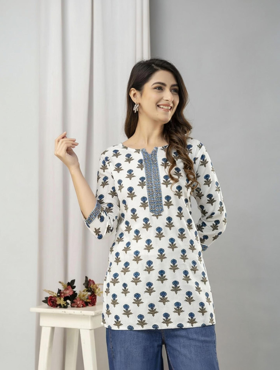 Image of SHAKUDI FASHION Printed Viscose Rayon Straight Kurta for Women (Light Green)