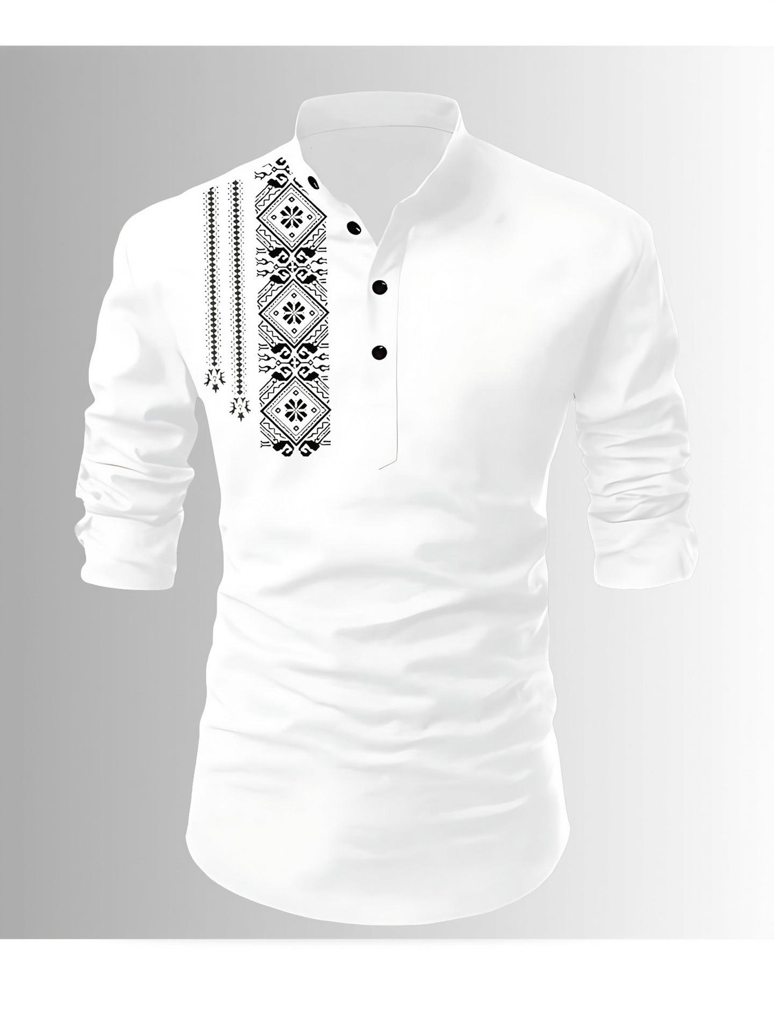 Fashion Marts Embroidered Cotton Blend Straight Kurta for Men - Image 1